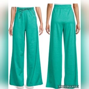 NWT MaxMara Linen Wide Leg Trousers Sweats Joggers‎ Sz 8 Green